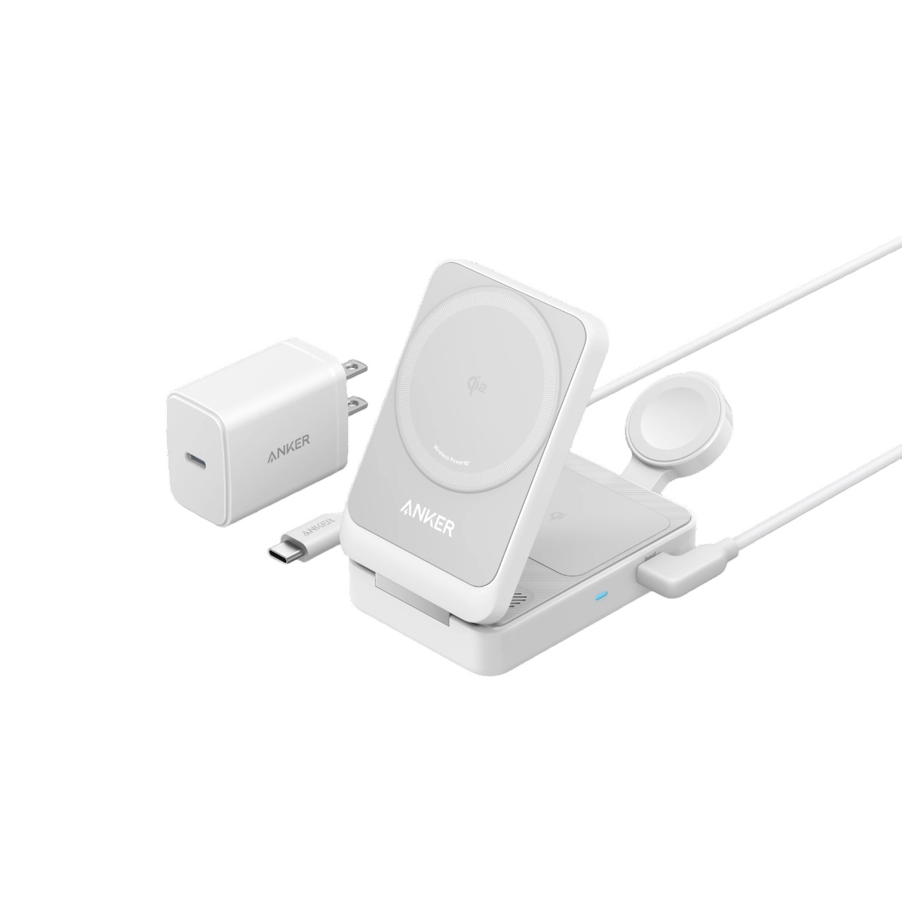 Anker MagGo Wireless Charging Station (Foldable 3-in-1) Shell White